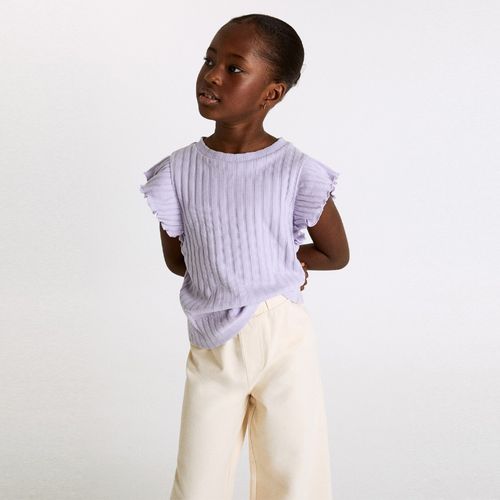 Blusa morada acanalada para niña