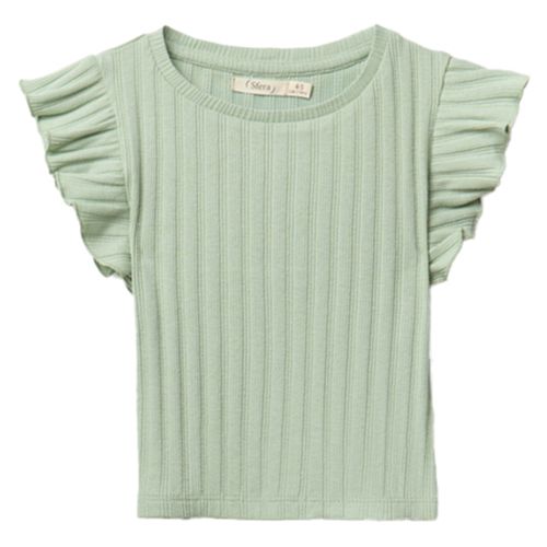 Blusa verde acanalada para niña