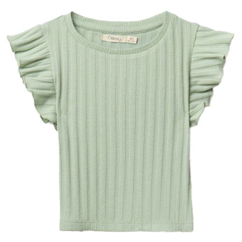 Blusa verde acanalada para niña