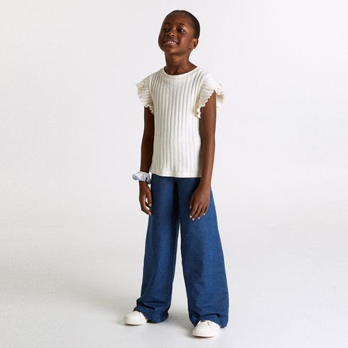 Pantalón azul wide leg para niña