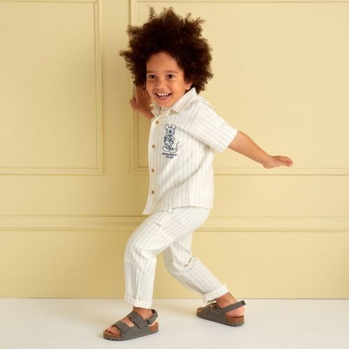 Pantalón beige rayado para bebé niño