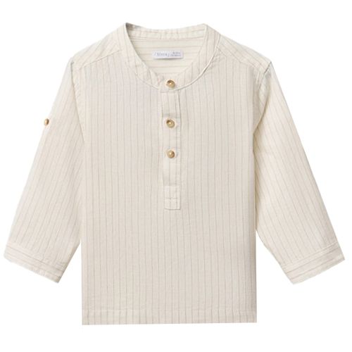 Camisa beige rayada para bebe niño
