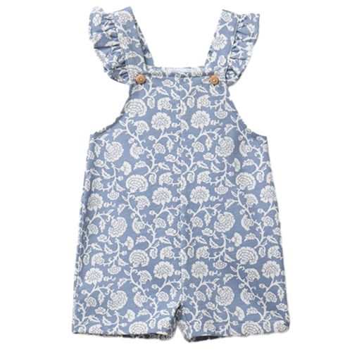 Romper azul con estampado floral para bebé niña