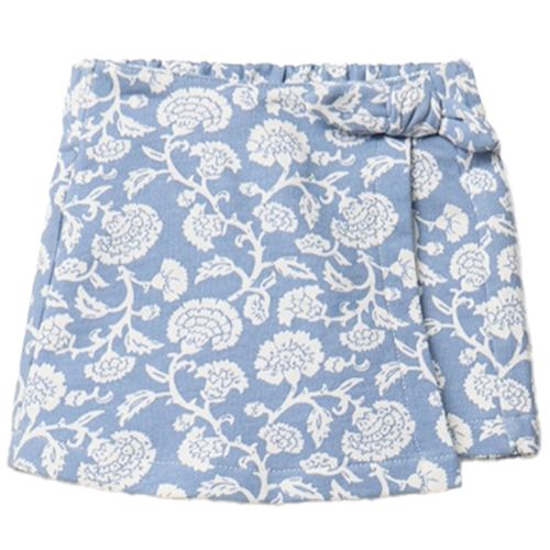 Falda short azul con estampado floral para bebé niña