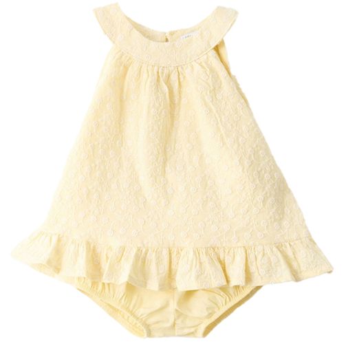 Blusa amarilla bordada con cubrepañal para bebé niña