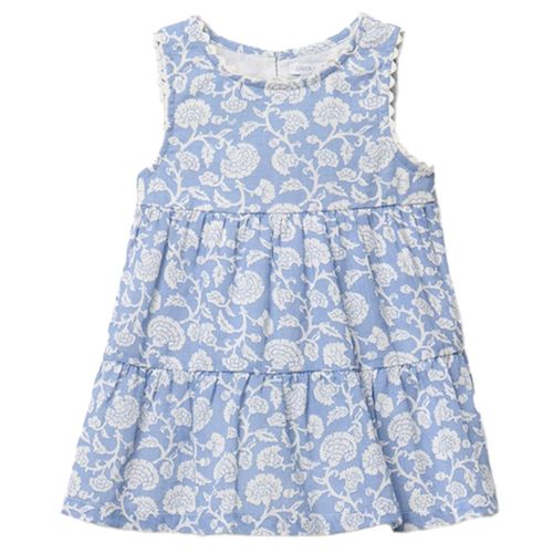 Vestido azul con estampado floral para bebé niña