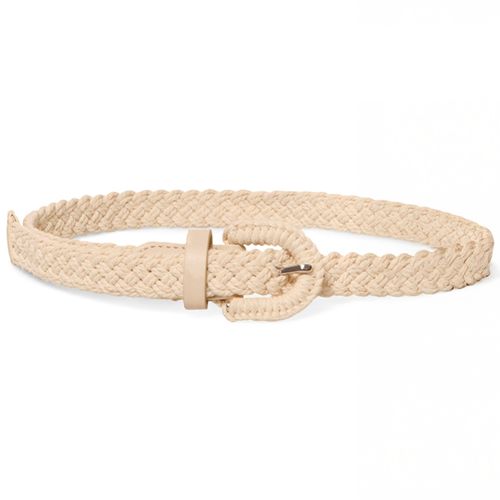 Cincho beige trenzado con hebilla forrada para niña