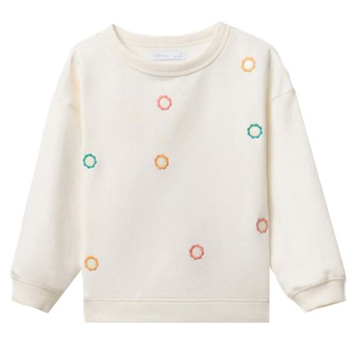 Sudadera blanca con bordado de flores para niña