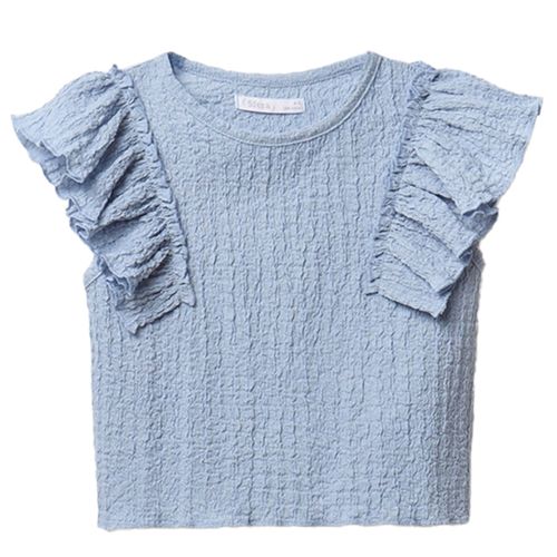 Blusa azul con textura para niña