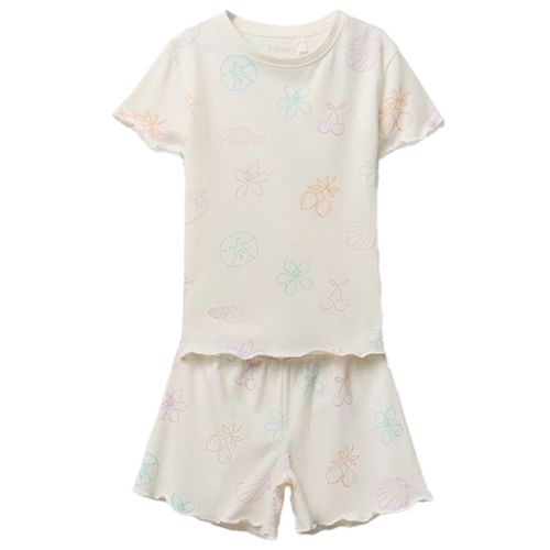 Pijama beige de 2 piezas con estampado para niña