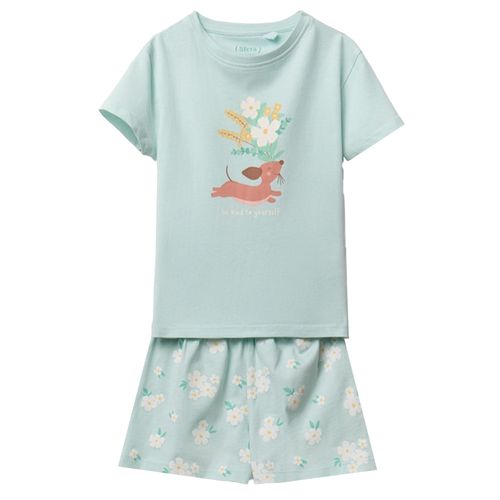 Pijama verde de 2 piezas con estampado para niña