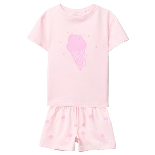 Pijama rosada de 2 piezas con estampado para niña