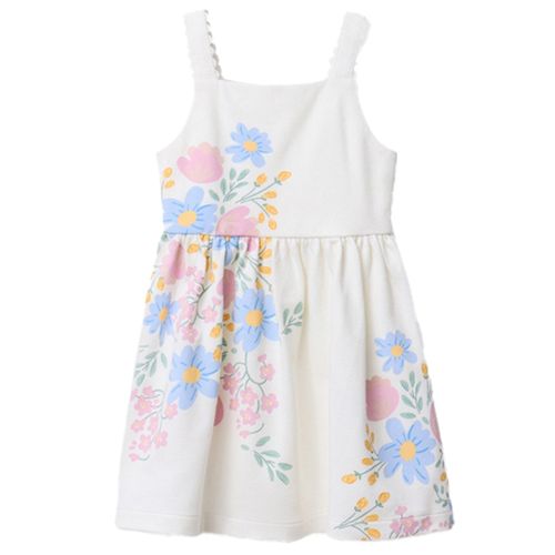 Vestido blanco con estampado floral para niña