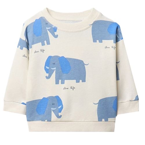 Sudadera beige con estampado de elefantes para bebé niño