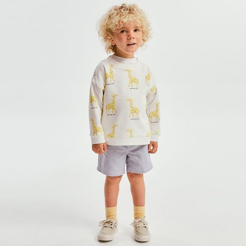 Sudadera beige con estampado de jirafas para bebé niño