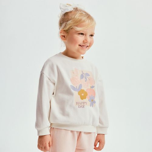 Sudadera beige con estampado floral para bebé niña