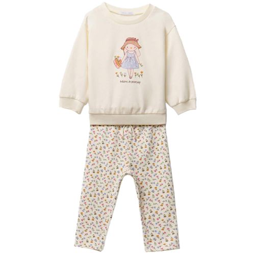 Conjunto de 2 piezas beige con estampado floral para bebé niña