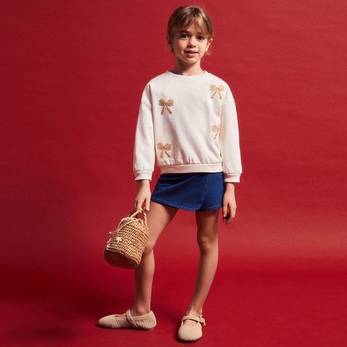Sudadera beige con textura para bebé niña