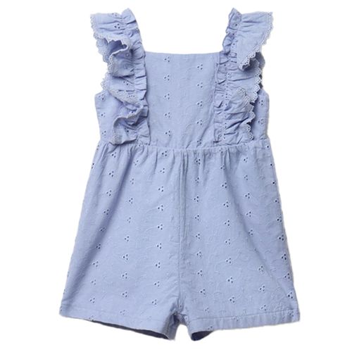 Romper azul con bordado para bebé niña