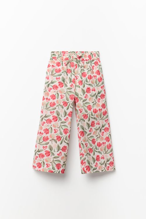 Pantalón multicolor con estampado floral para niña