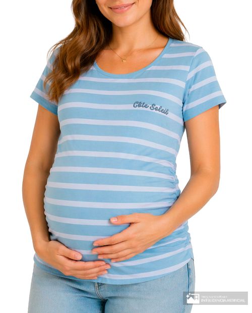Camiseta maternal Sabrina casual bicolor rayada para mujer