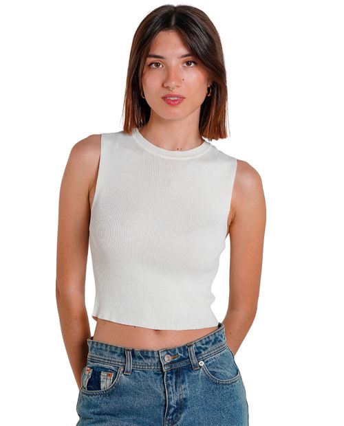 Camiseta Only tank top sin mangas blanca para mujer