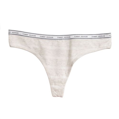 Tanga Tommy Hilfiger gris rayada de cintura media para mujer
