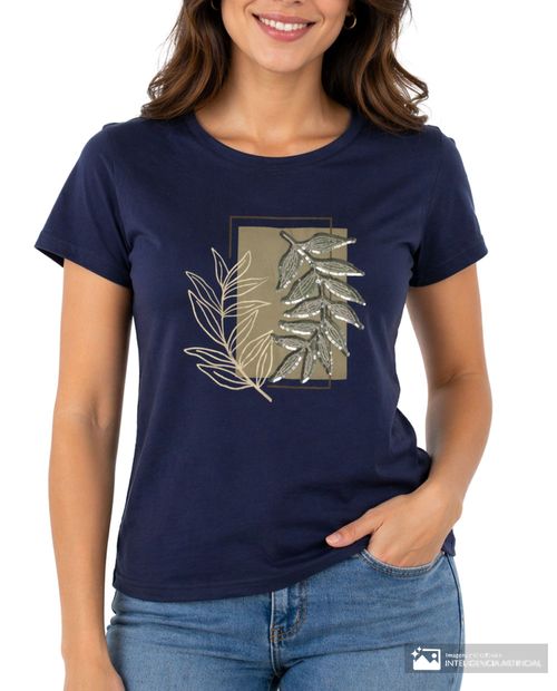 Camiseta Unexpected azul navy estampada para mujer