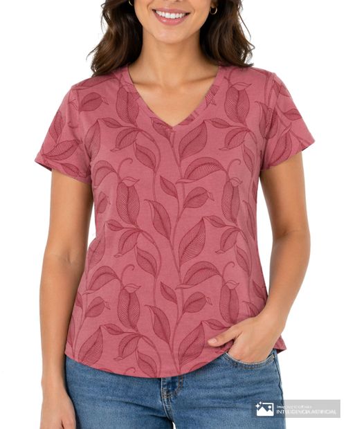 Camiseta Nicolle casual roja estampada para mujer