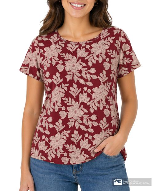 Camiseta Nicolle casual roja estampada para mujer