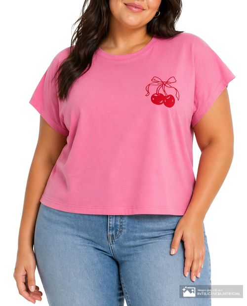 Camiseta Unexpected rosada estampada manga corta para mujer