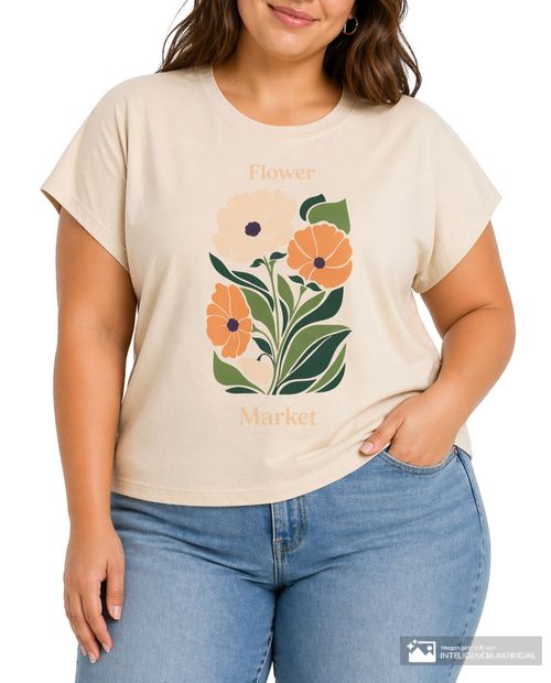 Camiseta Unexpected beige estampada para mujer