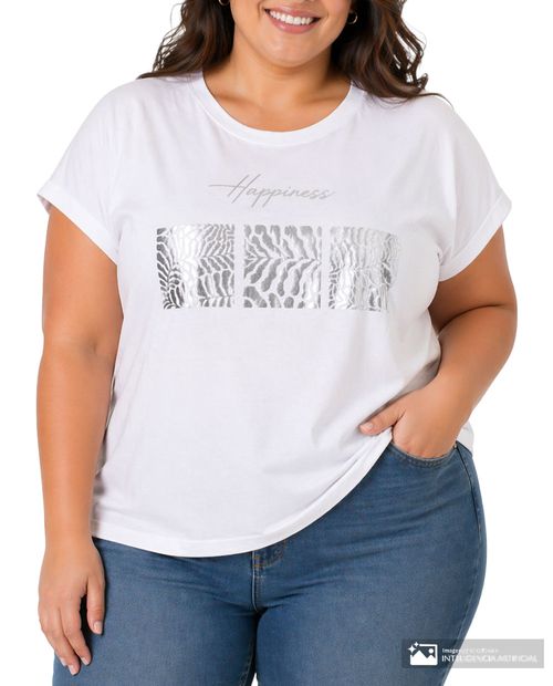 Camiseta Unexpected blanca estampada manga corta para mujer