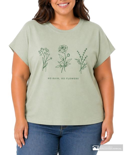 Camiseta Unexpected verde estampada manga corta para mujer