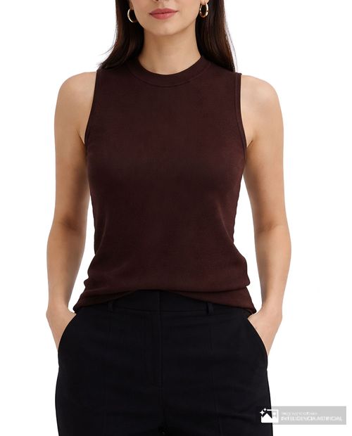 Camiseta Nicolle tank top café texturizada para mujer