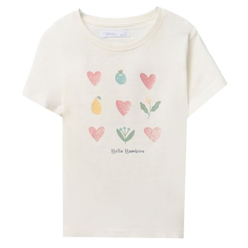 Camiseta ivory con estampado para niña
