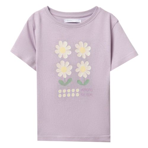 Camiseta morada con estampado floral para niña