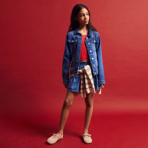 Falda denim azul para niña