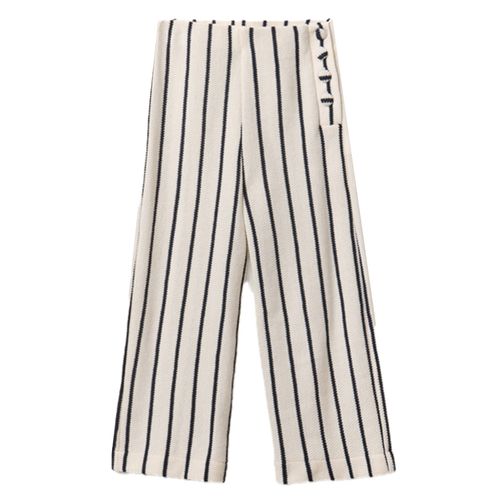 Pantalón ivory con estampado de rayas para niña