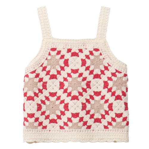 Blusa multicolor tejida tipo crochet con tirantes para niña