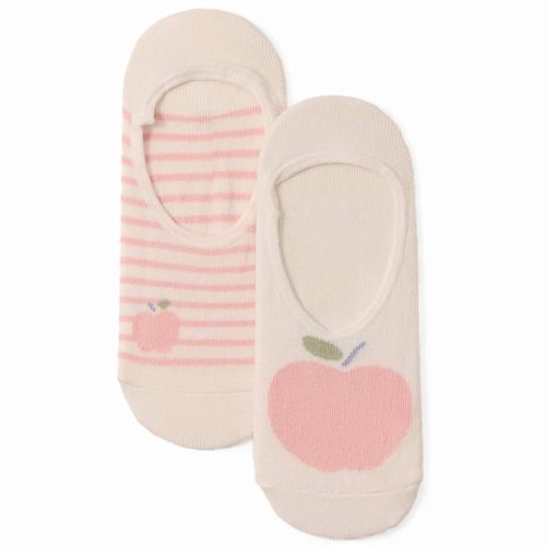 Set de 2 pares de calcetines invisibles beige con estampado para niña