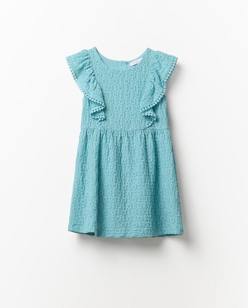 Vestido verde con textura para niña