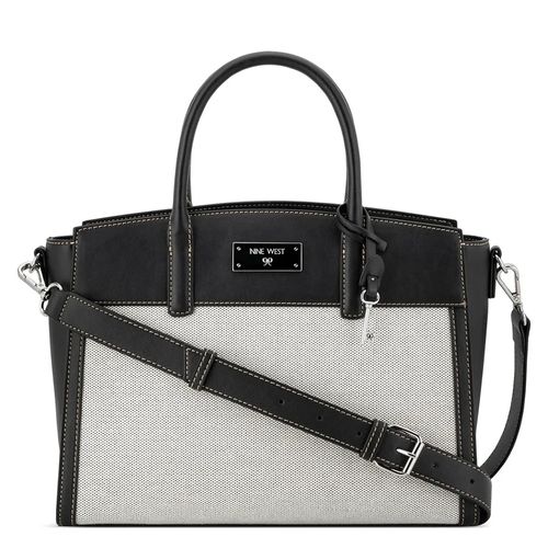 Cartera satchel Nine West color negro/blanco para mujer
