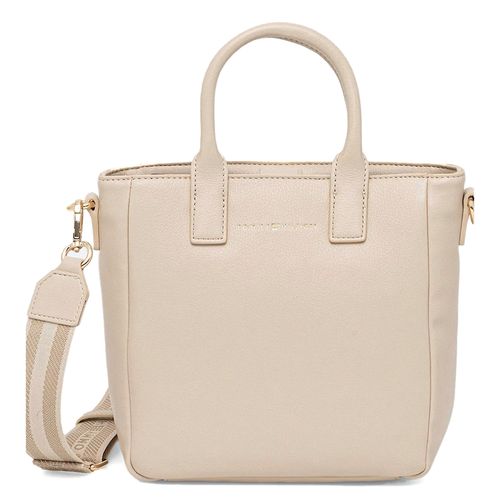Cartera mini tote Tommy Hilfiger color beige para mujer