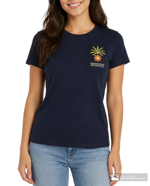 Camiseta Orange relaxed fit azul navy estampada para mujer