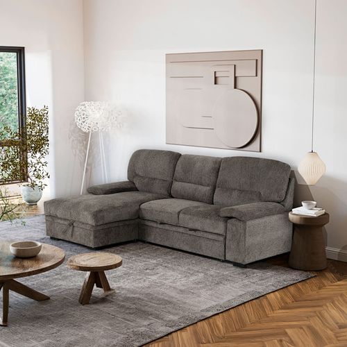 Sala seccional con sofá cama y almacenaje Tessaro