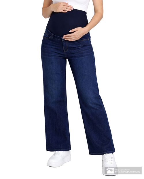 Jeans Sabrina maternal flare cropped azul oscuro para mujer