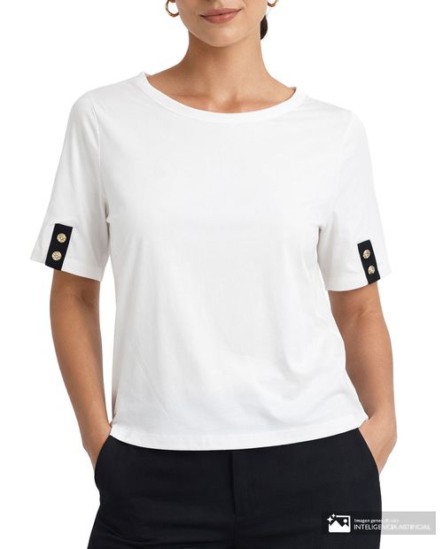 Blusa Nicolle blanca sólida para mujer