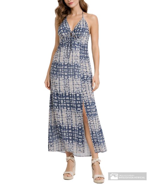 Vestido Orange midi azul estampado para mujer