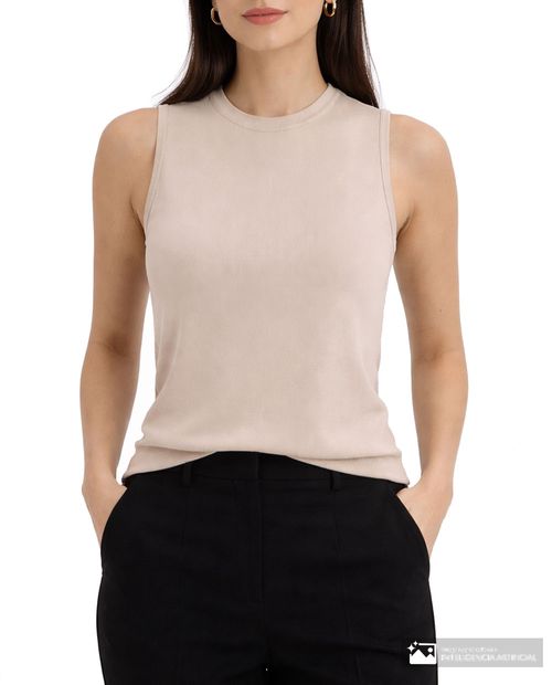 Blusa Nicolle beige sólido para mujer